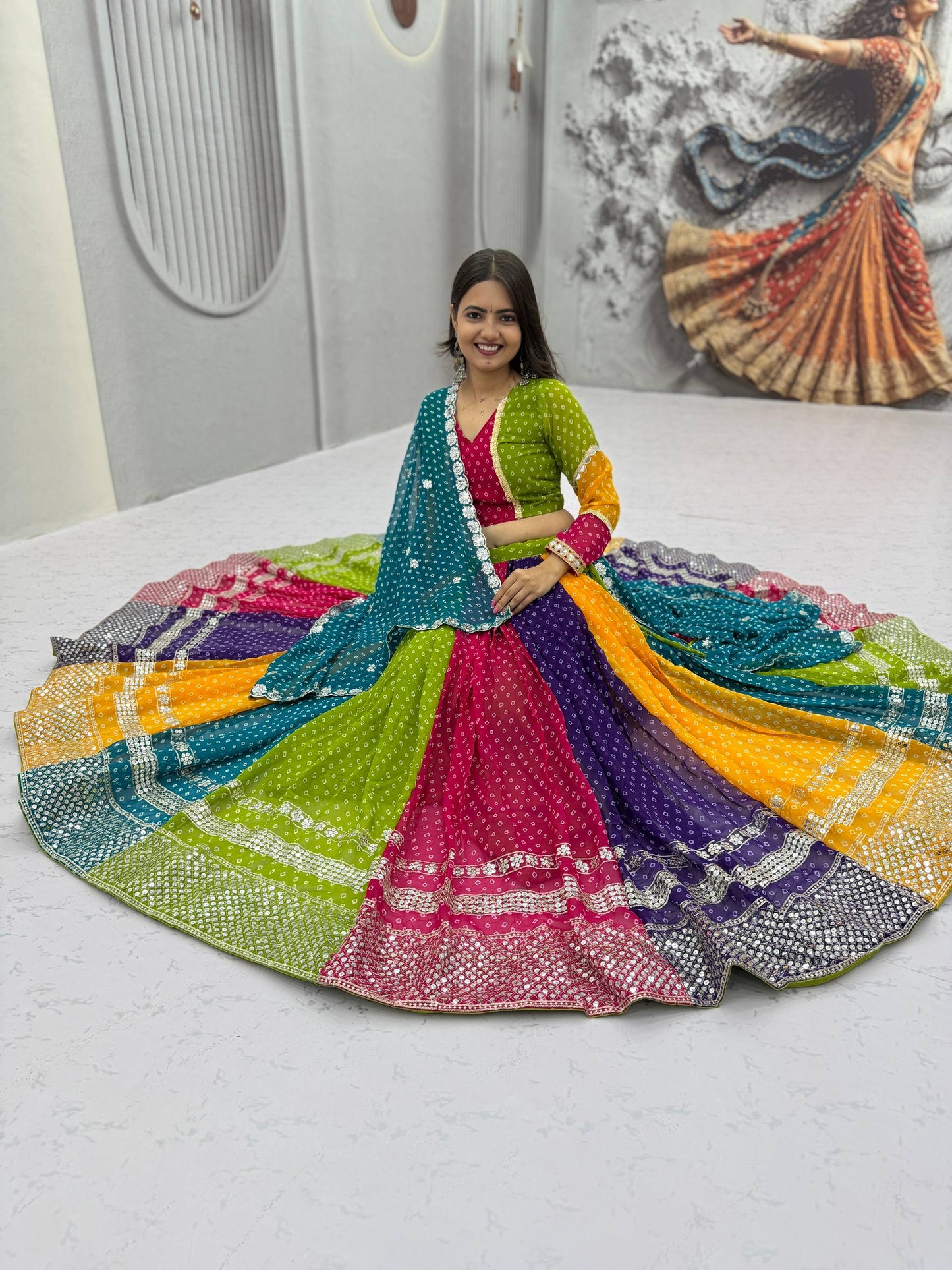NAVRATRI SPECIAL GEORGETTE LEHENGA CHOLI – 6 METER FLAIR
