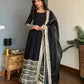 Premium Black Embroidered Anarkali Suit Set