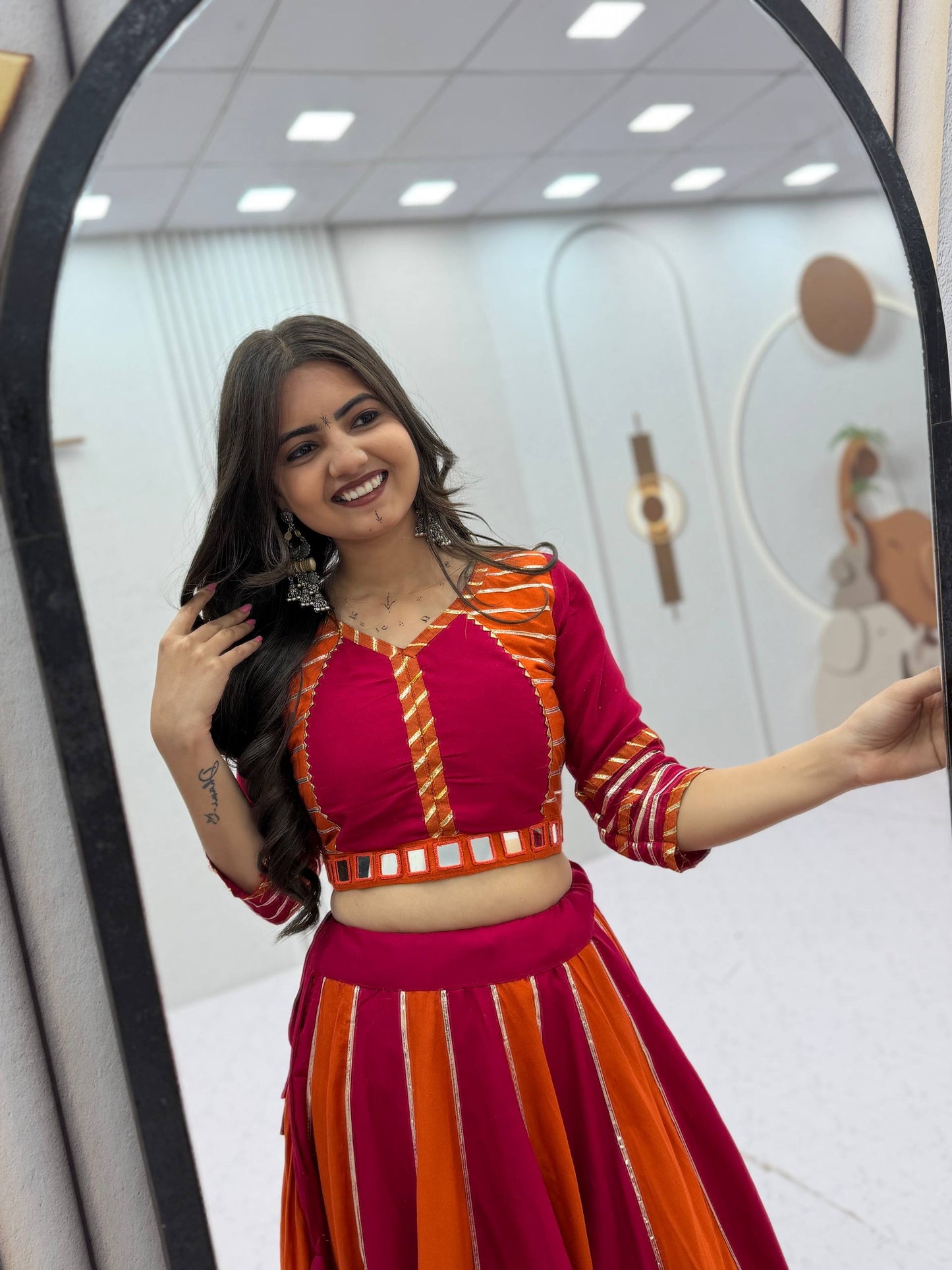 NAVRATRI SPECIAL PURE COTTON LEHENGA CHOLI – REAL HANDWORK