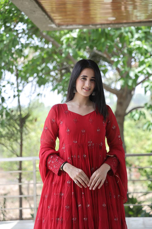 Mehernoor Maroon Sequin Anarkali Set ✨❤️