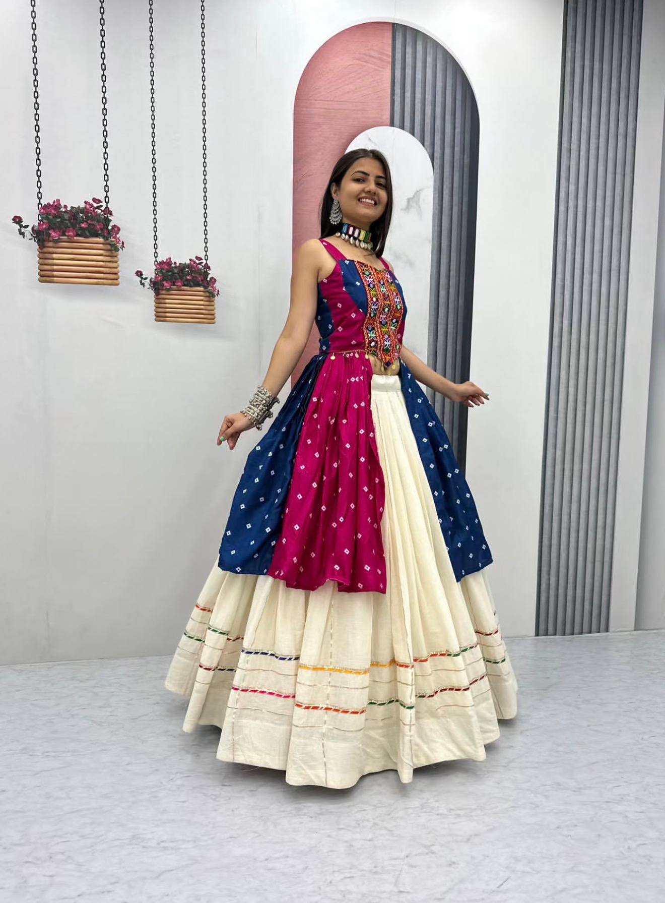 NAVRATRI SPECIAL BANDHEJ LEHENGA CHOLI – 6 METER BIG FLAIR