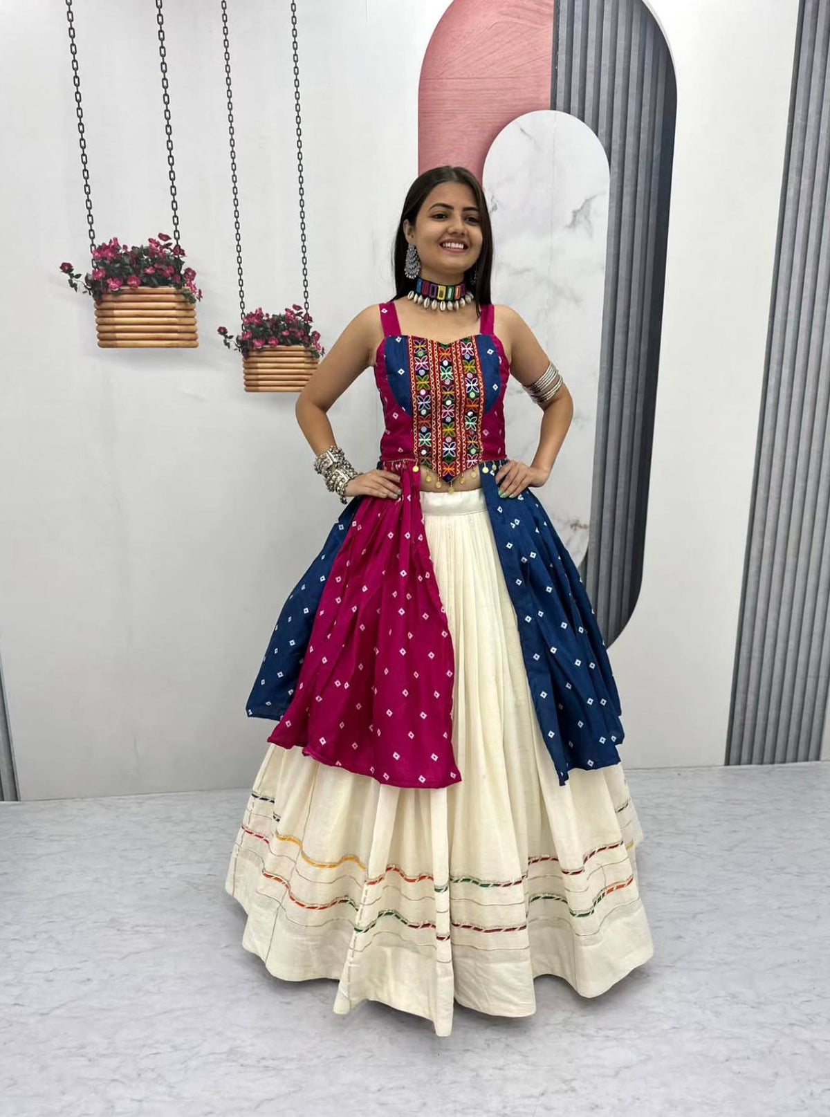 NAVRATRI SPECIAL BANDHEJ LEHENGA CHOLI – 6 METER BIG FLAIR