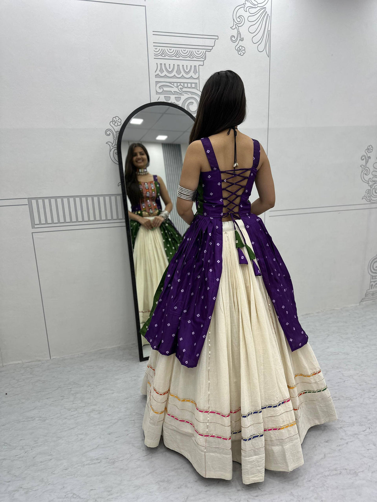 NAVRATRI SPECIAL BANDHEJ LEHENGA CHOLI – 6 METER BIG FLAIR