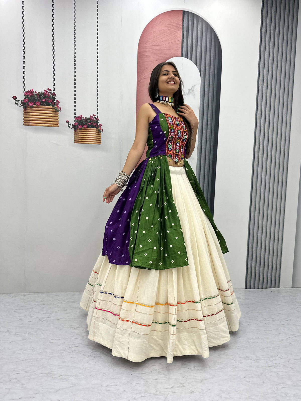 NAVRATRI SPECIAL BANDHEJ LEHENGA CHOLI – 6 METER BIG FLAIR