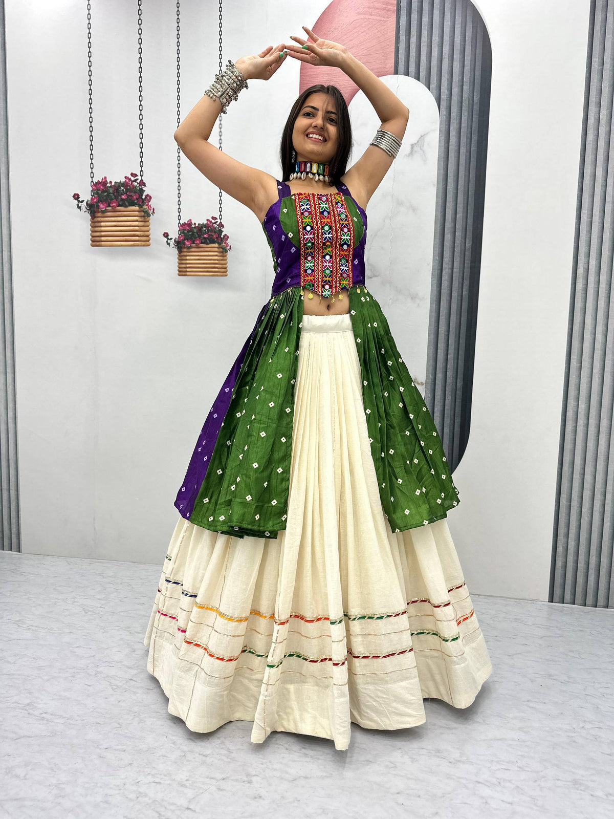NAVRATRI SPECIAL BANDHEJ LEHENGA CHOLI – 6 METER BIG FLAIR