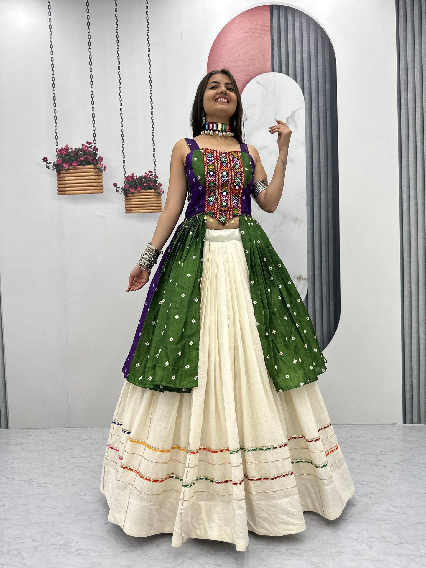 NAVRATRI SPECIAL BANDHEJ LEHENGA CHOLI – 6 METER BIG FLAIR