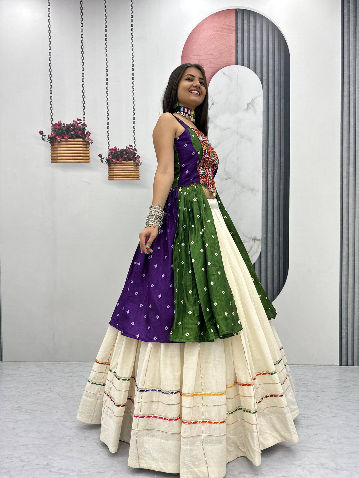 NAVRATRI SPECIAL BANDHEJ LEHENGA CHOLI – 6 METER BIG FLAIR