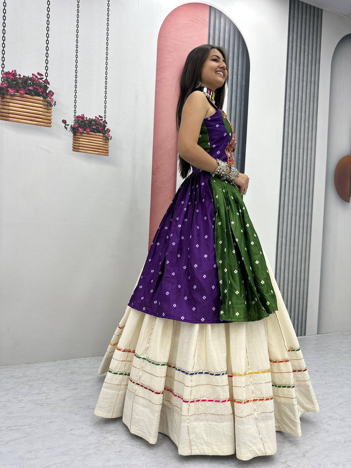 NAVRATRI SPECIAL BANDHEJ LEHENGA CHOLI – 6 METER BIG FLAIR