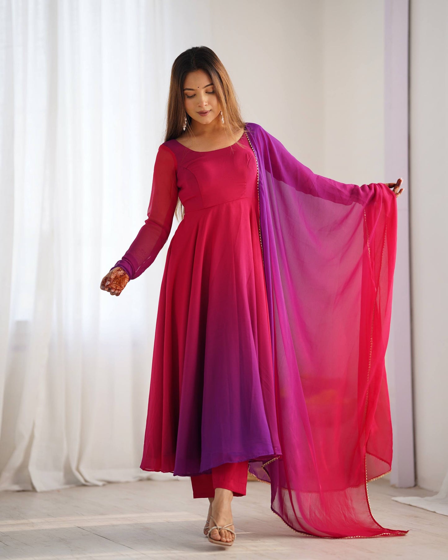 Trendy Colorful Fox Georgette Anarkali Suit Set For Women 🌈