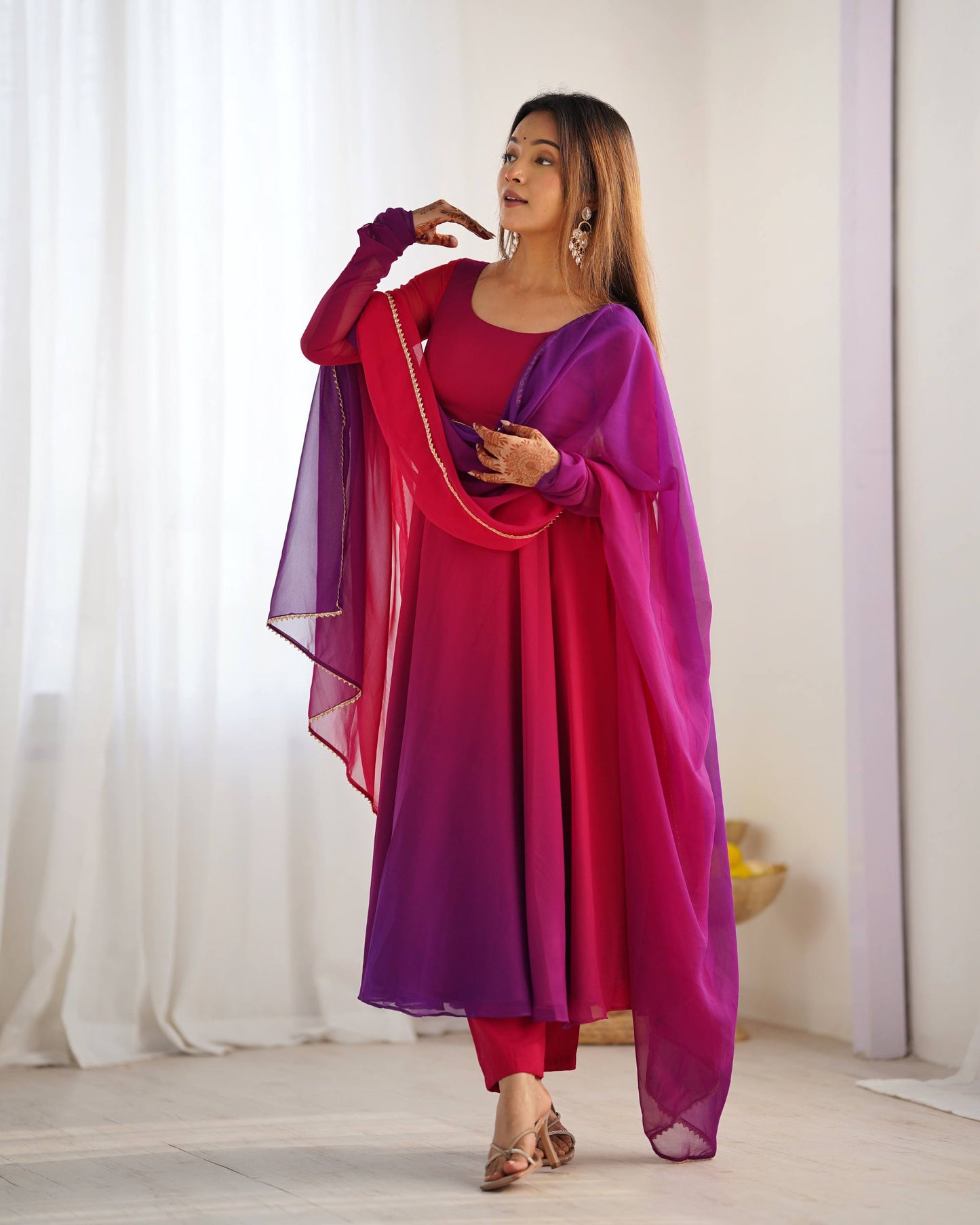 Trendy Colorful Fox Georgette Anarkali Suit Set For Women 🌈