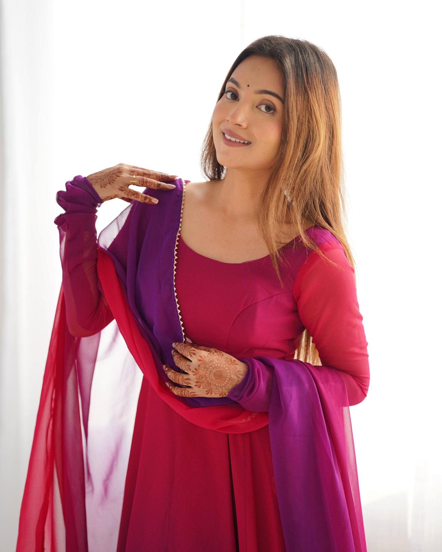 Trendy Colorful Fox Georgette Anarkali Suit Set For Women 🌈