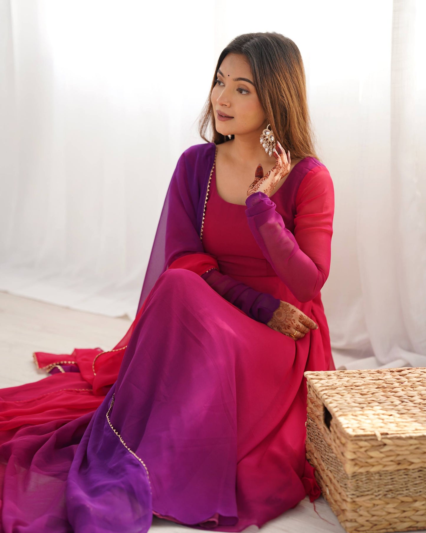 Trendy Colorful Fox Georgette Anarkali Suit Set For Women 🌈