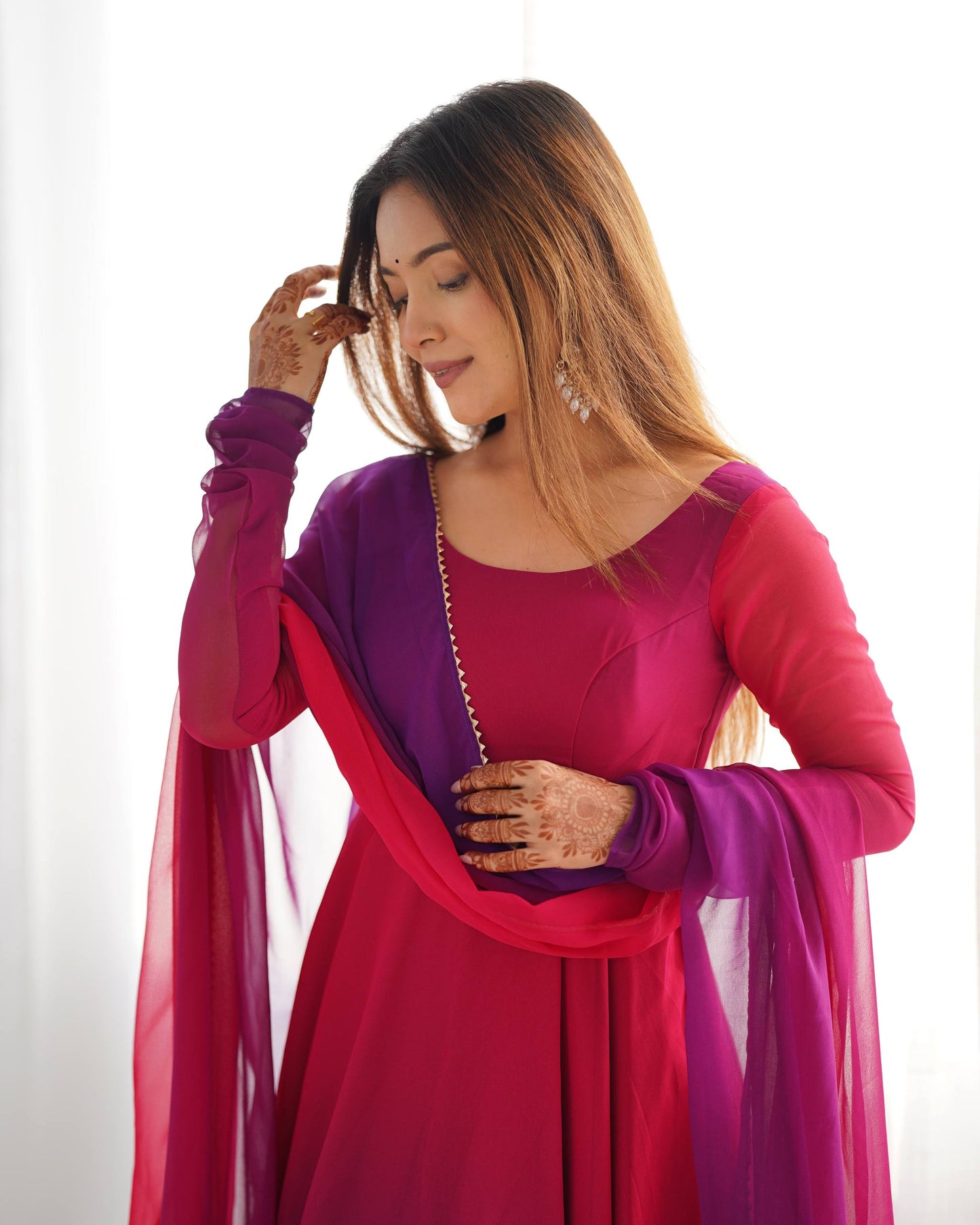 Trendy Colorful Fox Georgette Anarkali Suit Set For Women 🌈