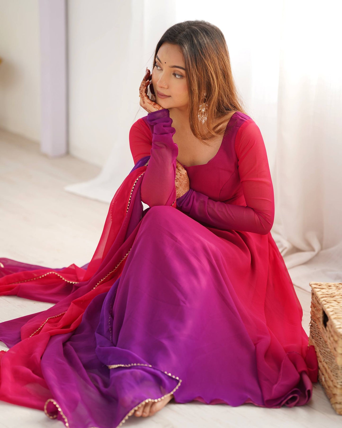 Trendy Colorful Fox Georgette Anarkali Suit Set For Women 🌈