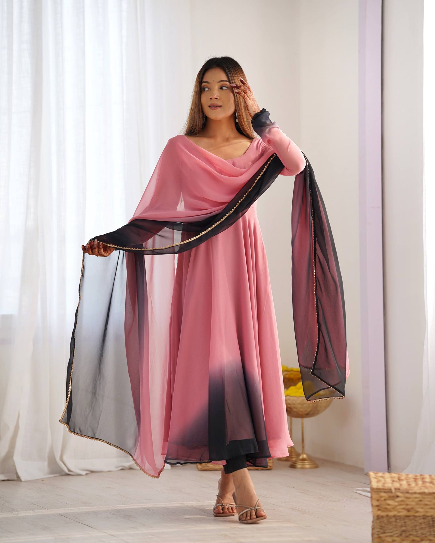 Trendy Colorful Fox Georgette Anarkali Suit Set For Women 🌈