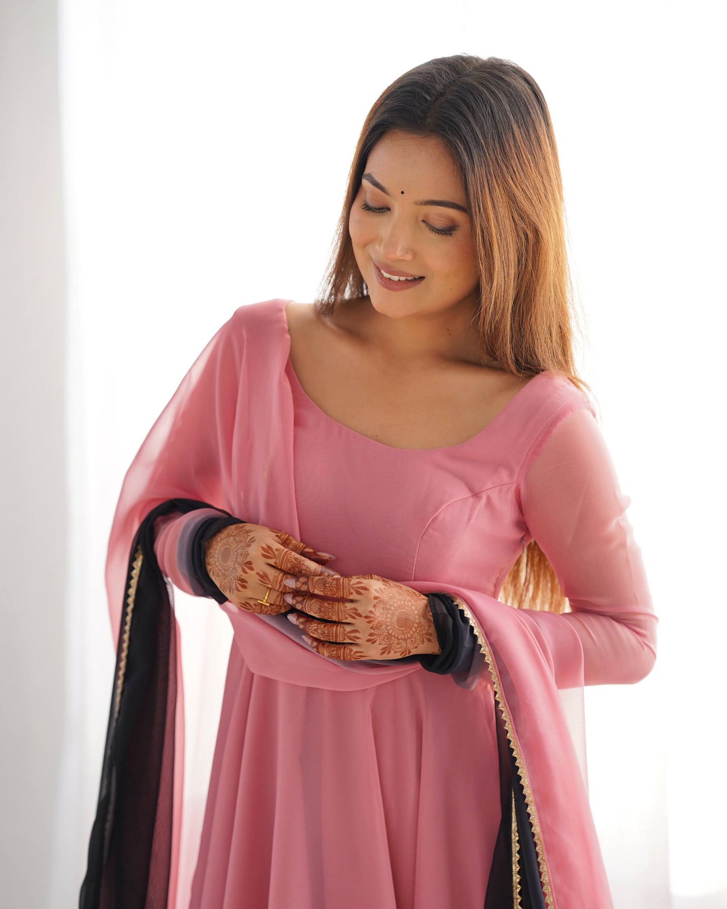 Trendy Colorful Fox Georgette Anarkali Suit Set For Women 🌈