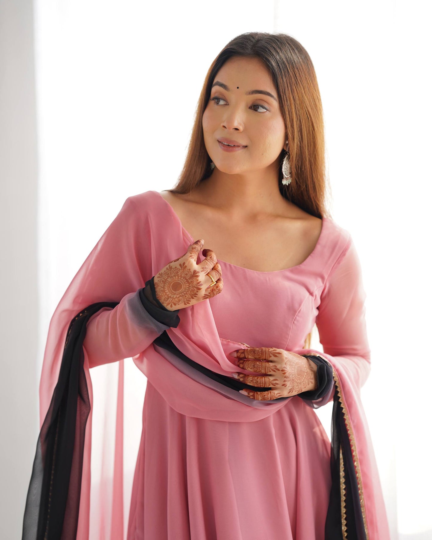Trendy Colorful Fox Georgette Anarkali Suit Set For Women 🌈