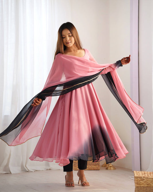 Trendy Colorful Fox Georgette Anarkali Suit Set For Women 🌈