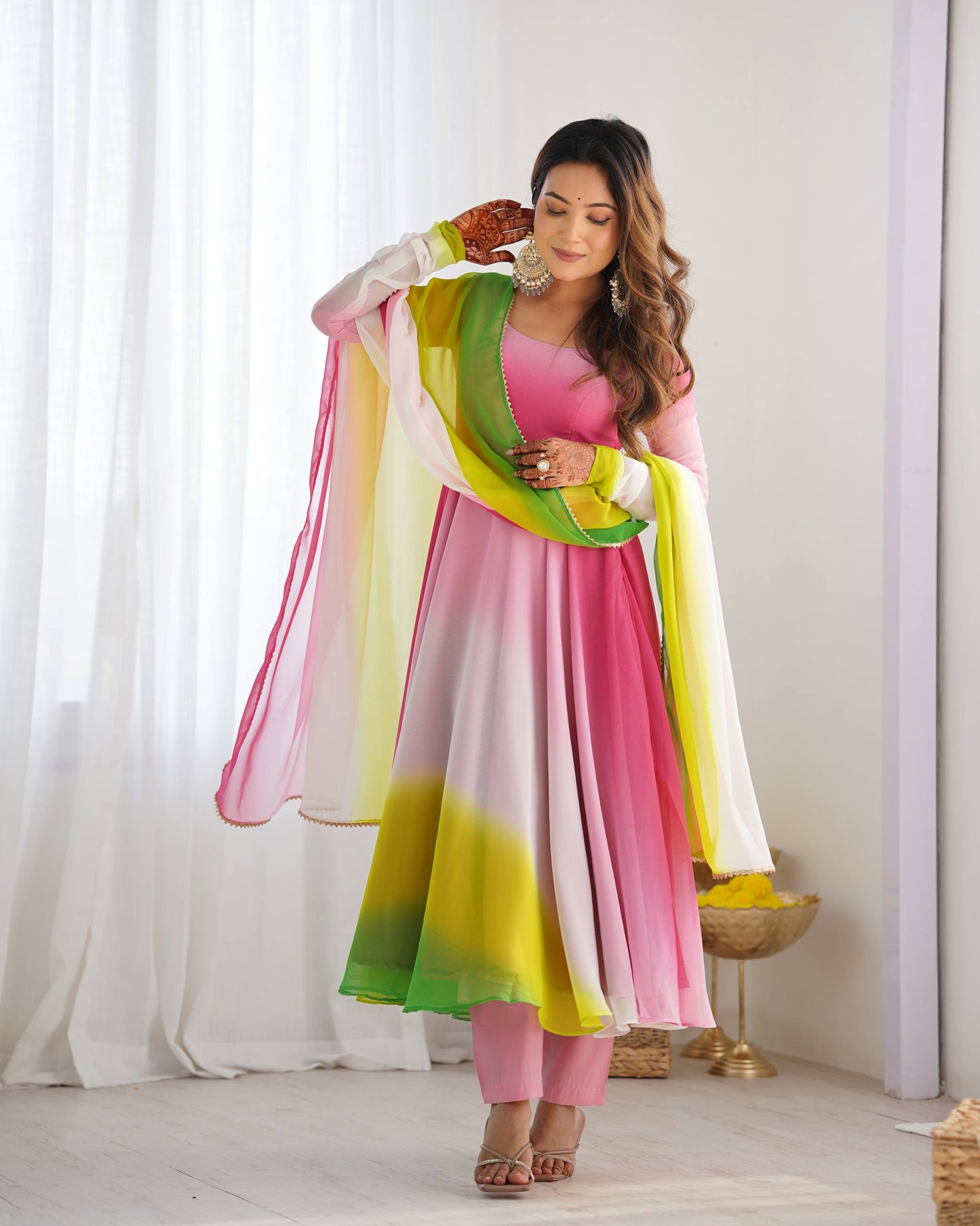 Trendy Colorful Fox Georgette Anarkali Suit Set For Women 🌈