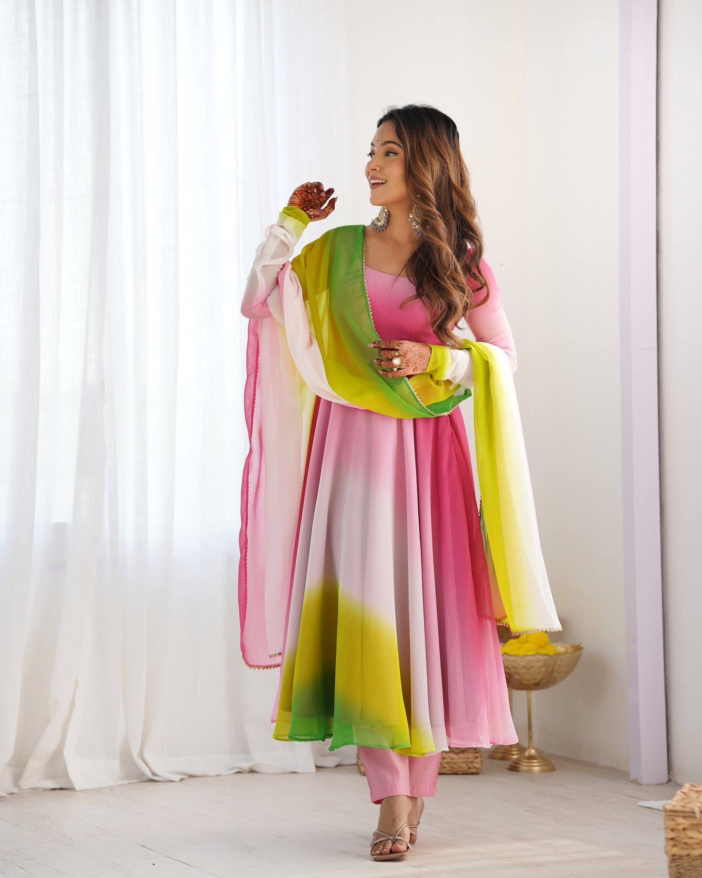 Trendy Colorful Fox Georgette Anarkali Suit Set For Women 🌈