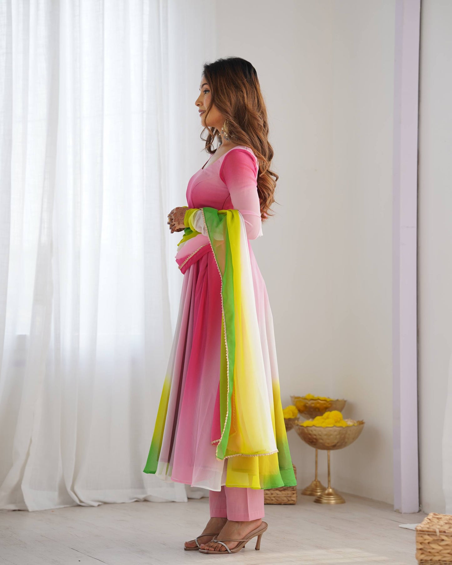 Trendy Colorful Fox Georgette Anarkali Suit Set For Women 🌈