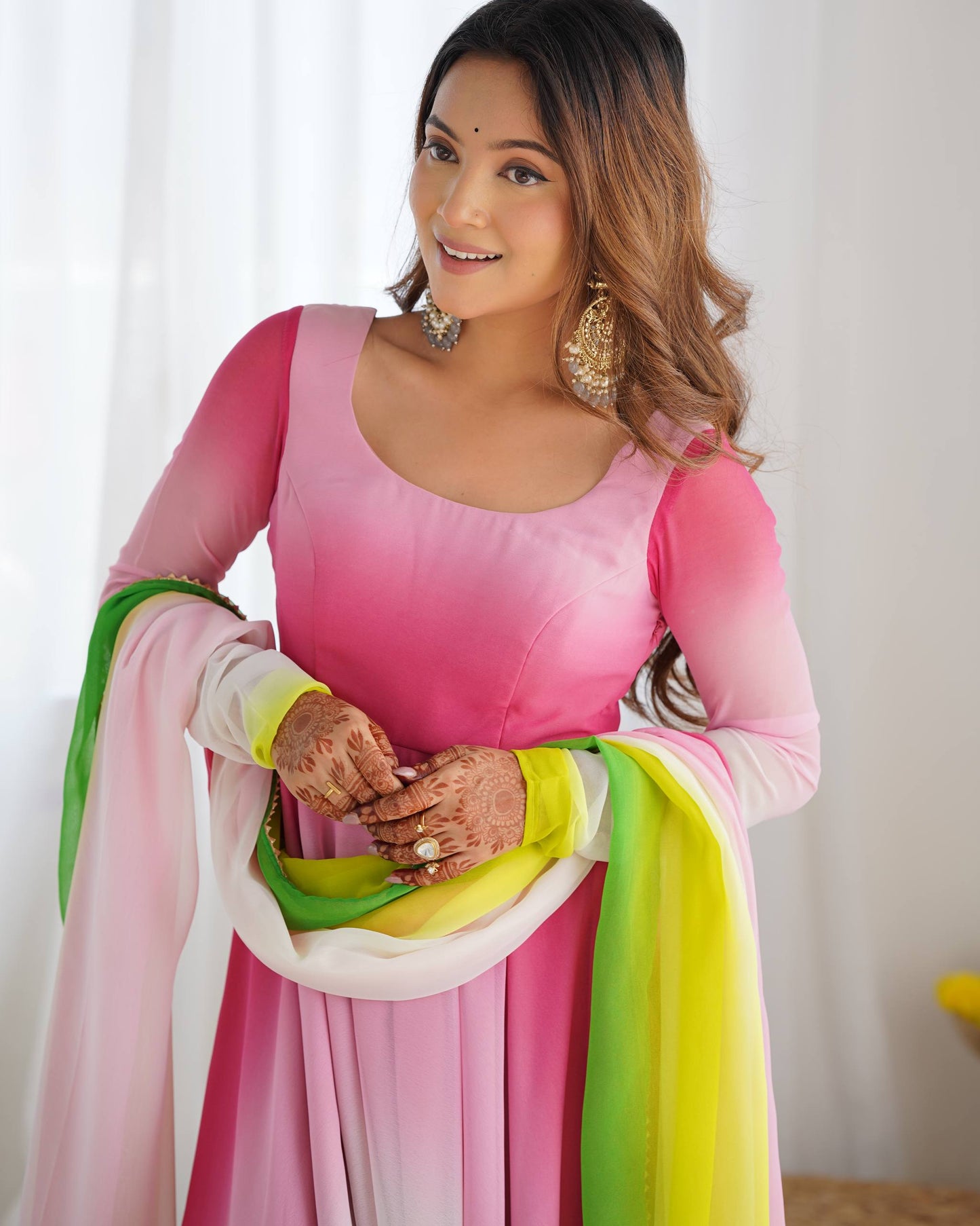 Trendy Colorful Fox Georgette Anarkali Suit Set For Women 🌈