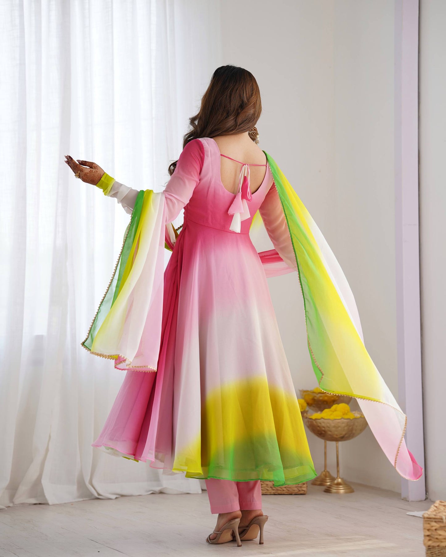 Trendy Colorful Fox Georgette Anarkali Suit Set For Women 🌈