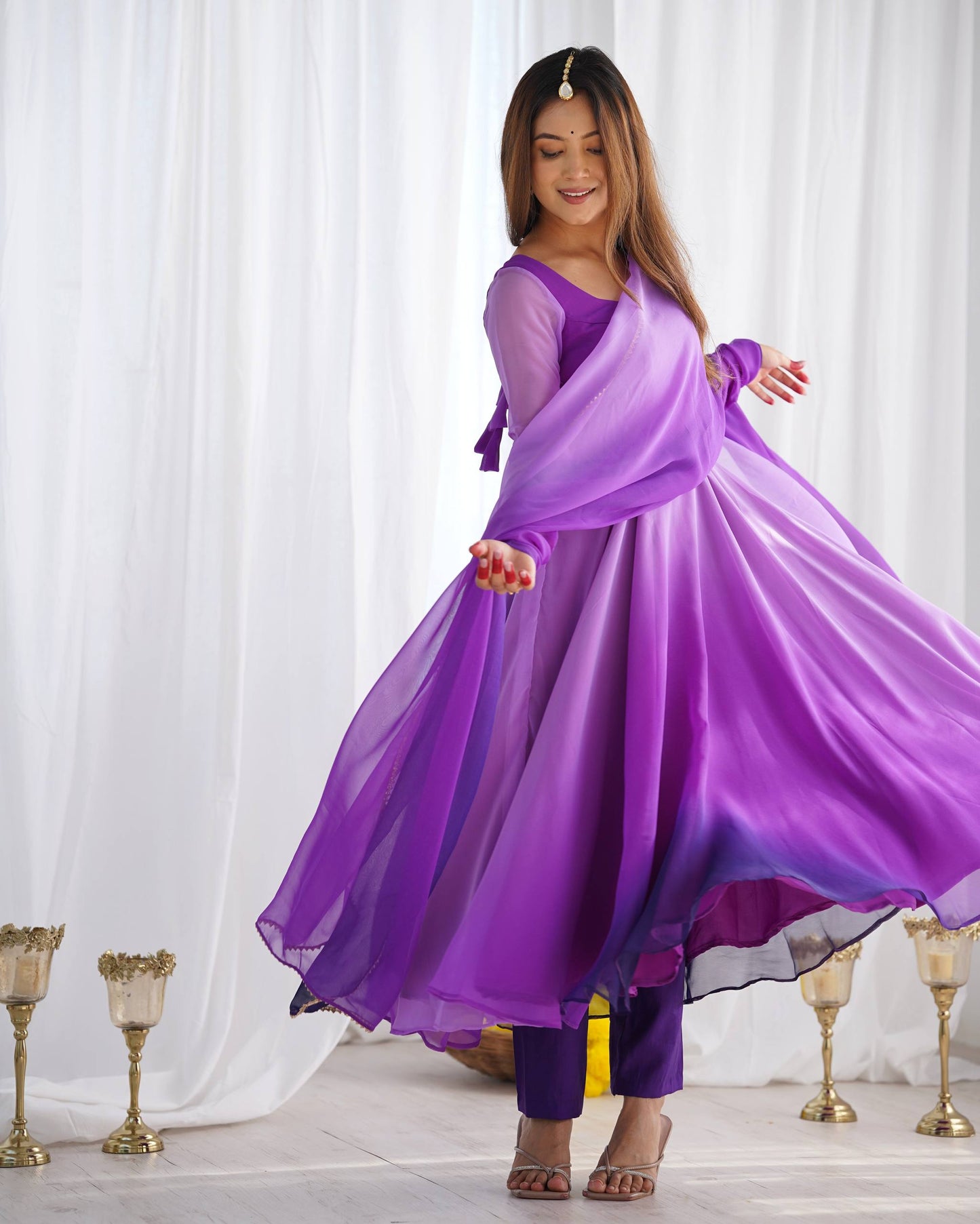 Trendy Colorful Fox Georgette Anarkali Suit Set For Women 🌈