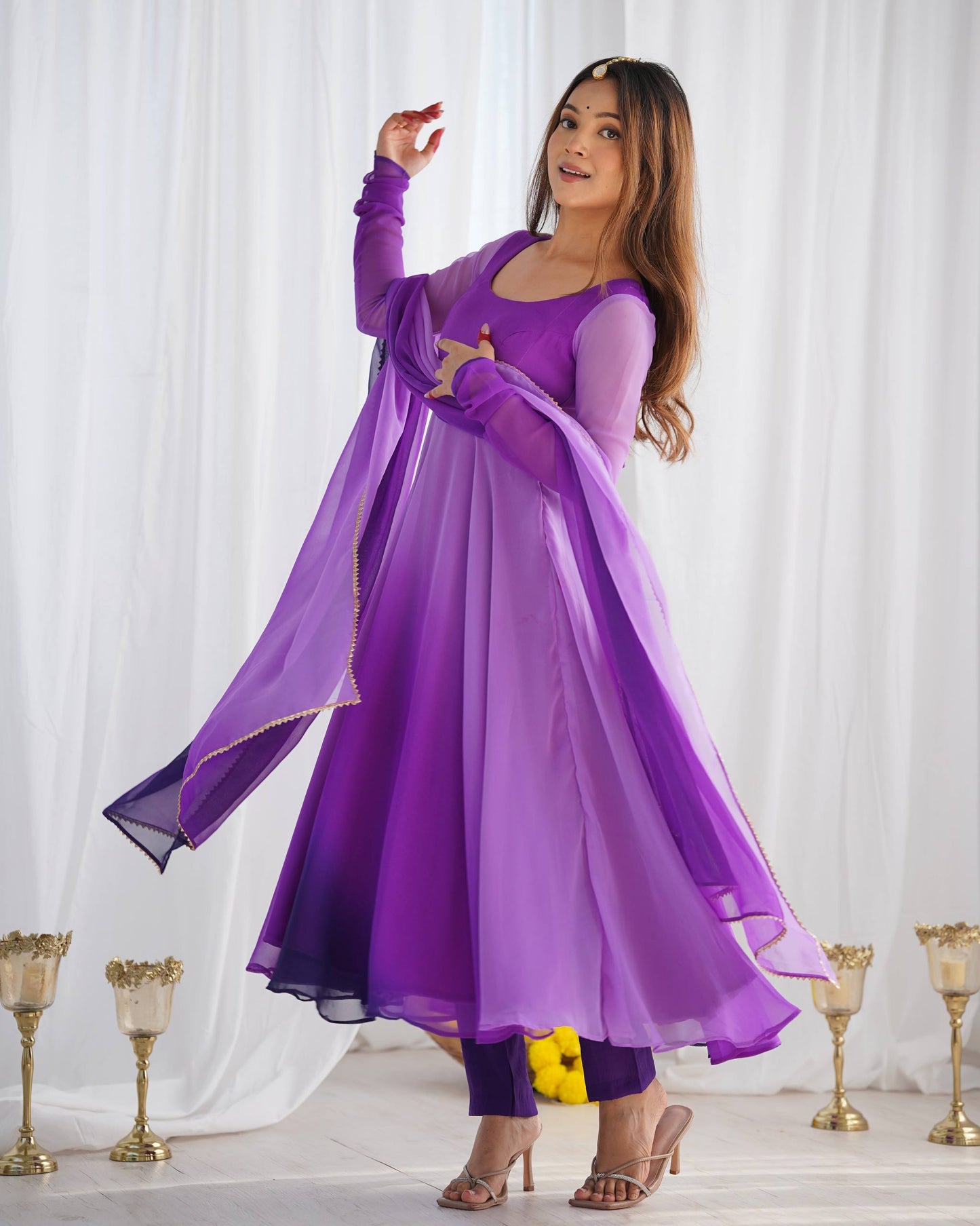 Trendy Colorful Fox Georgette Anarkali Suit Set For Women 🌈