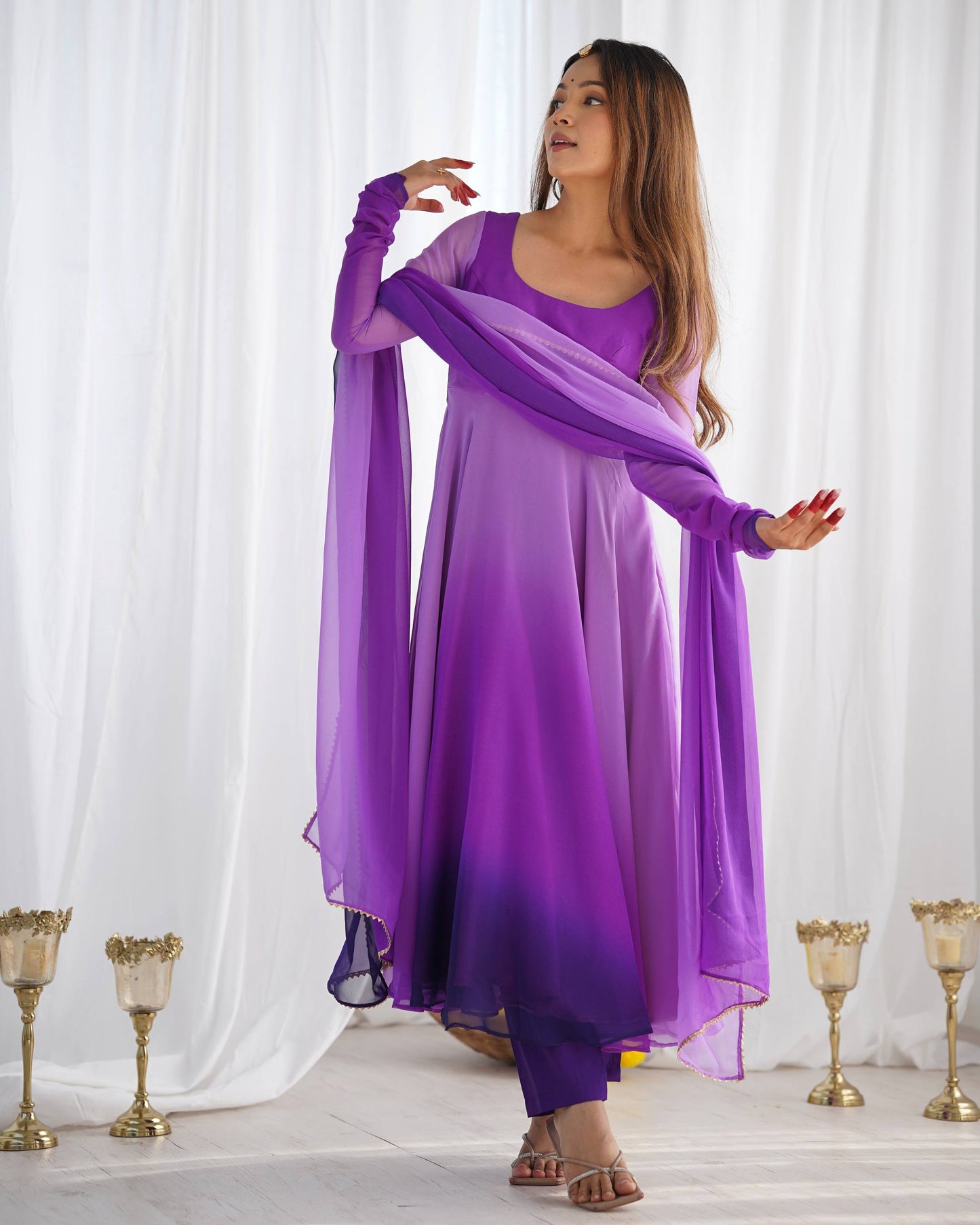 Trendy Colorful Fox Georgette Anarkali Suit Set For Women 🌈