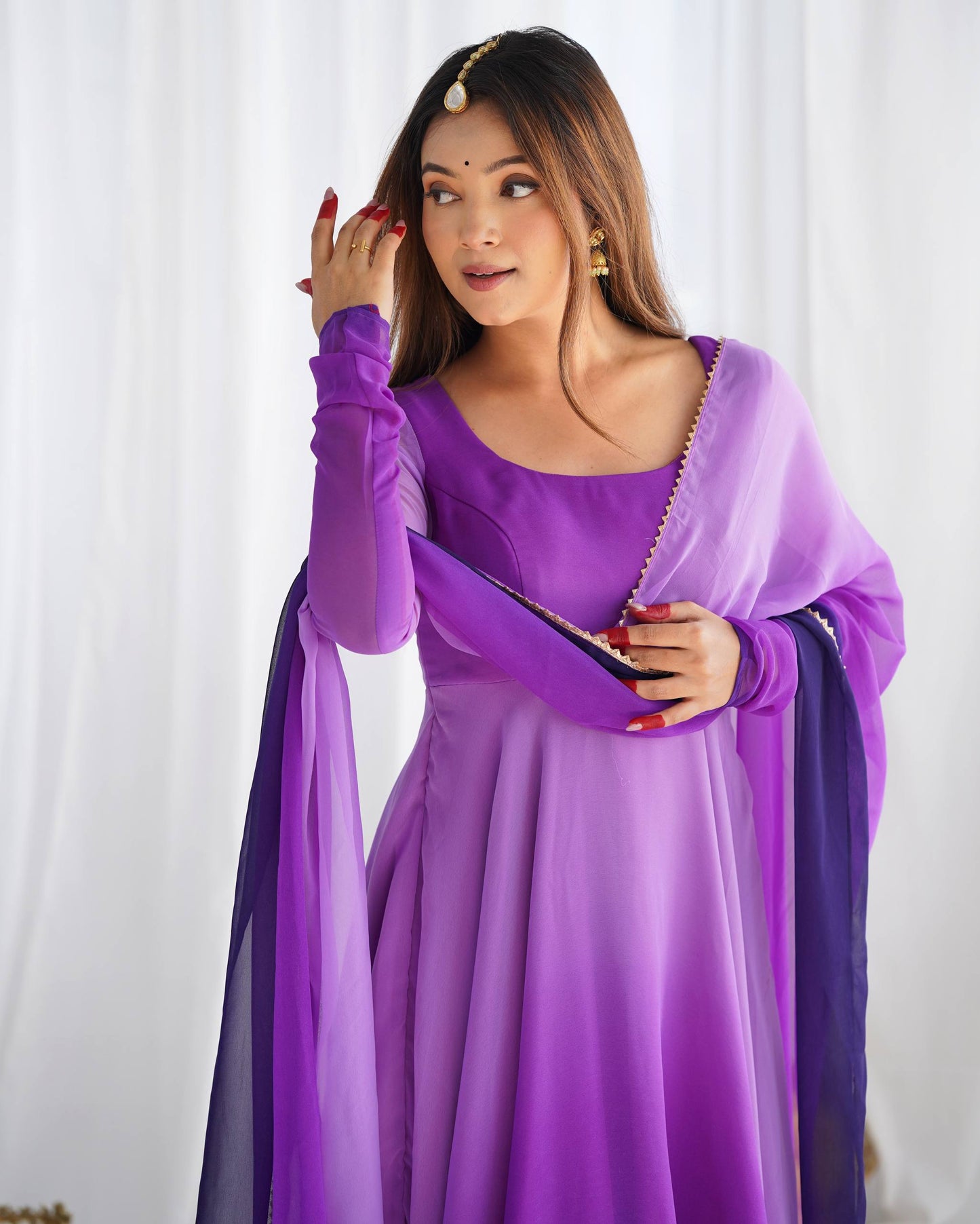 Trendy Colorful Fox Georgette Anarkali Suit Set For Women 🌈