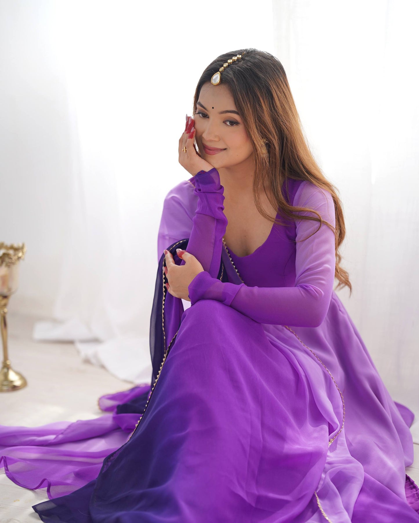 Trendy Colorful Fox Georgette Anarkali Suit Set For Women 🌈