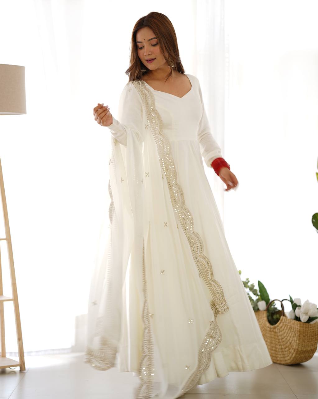 Luxury Roman Silk Chanderi Fully Flared Anarkali Suit Set For Women ✨