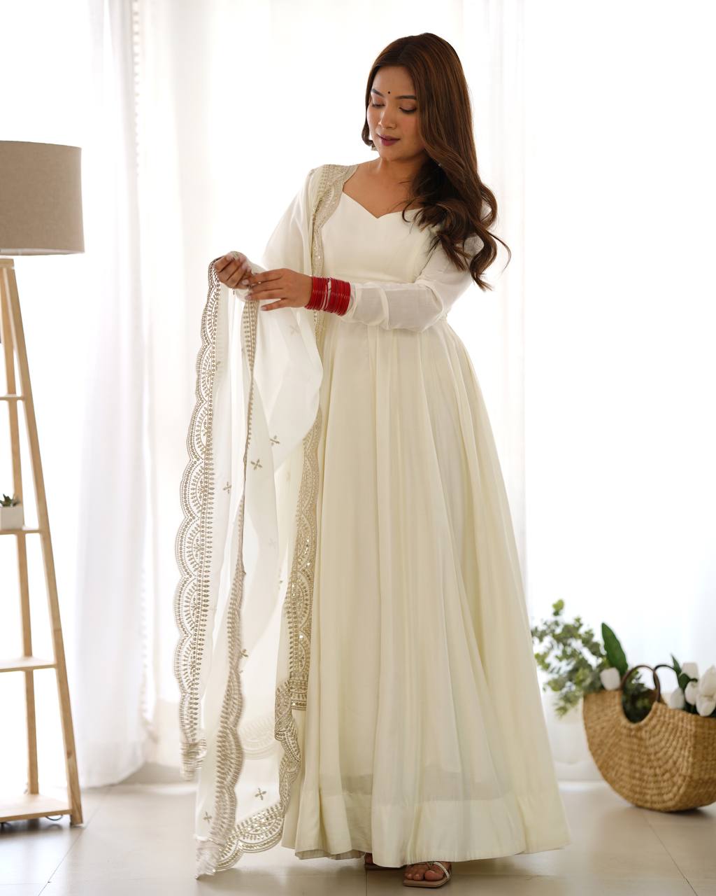 Luxury Roman Silk Chanderi Fully Flared Anarkali Suit Set For Women ✨