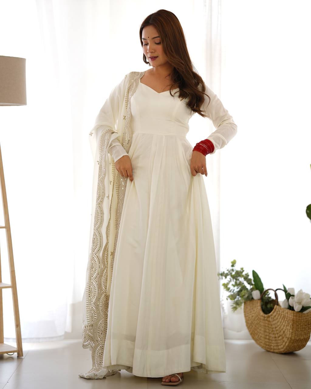 Luxury Roman Silk Chanderi Fully Flared Anarkali Suit Set For Women ✨
