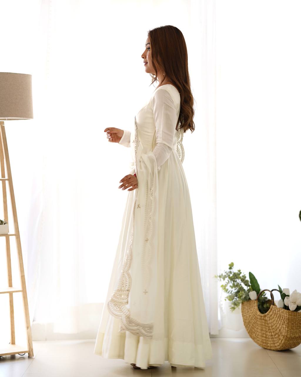 Luxury Roman Silk Chanderi Fully Flared Anarkali Suit Set For Women ✨