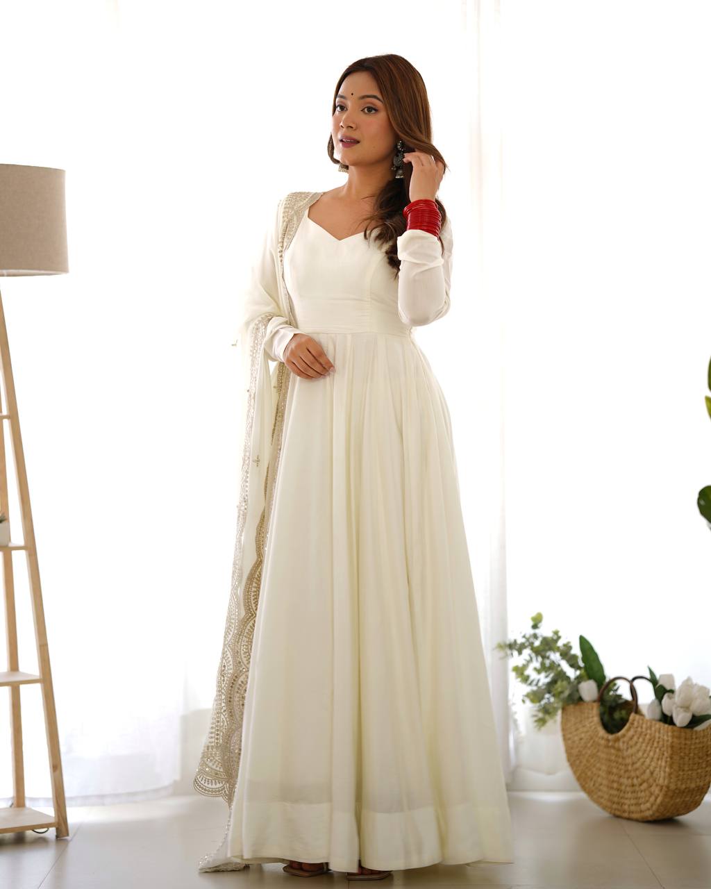 Luxury Roman Silk Chanderi Fully Flared Anarkali Suit Set For Women ✨