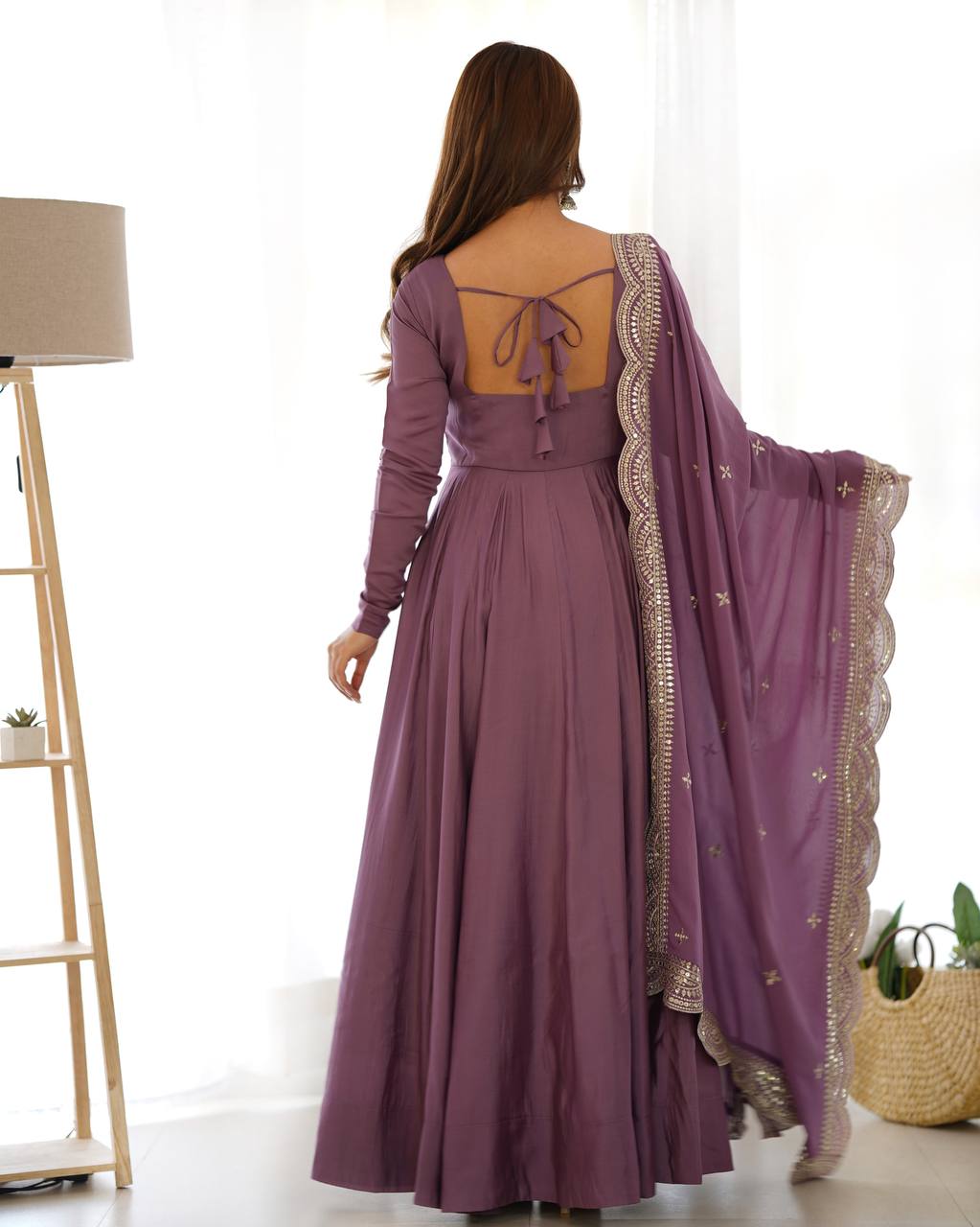 Luxury Roman Silk Chanderi Fully Flared Anarkali Suit Set For Women ✨
