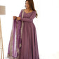 Luxury Roman Silk Chanderi Fully Flared Anarkali Suit Set For Women ✨