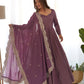 Luxury Roman Silk Chanderi Fully Flared Anarkali Suit Set For Women ✨