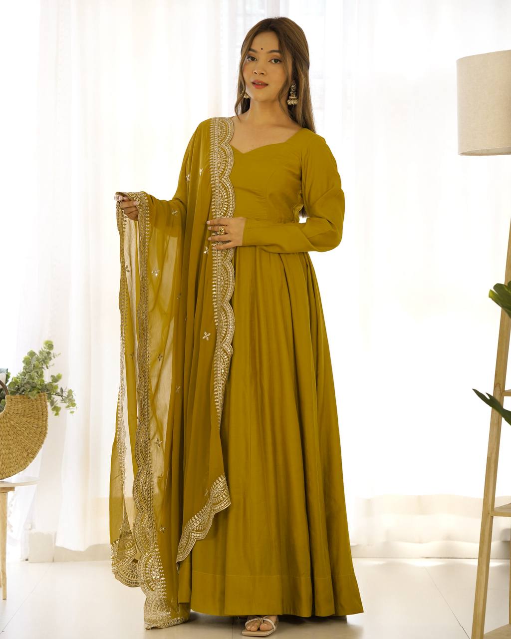 Luxury Roman Silk Chanderi Fully Flared Anarkali Suit Set For Women ✨