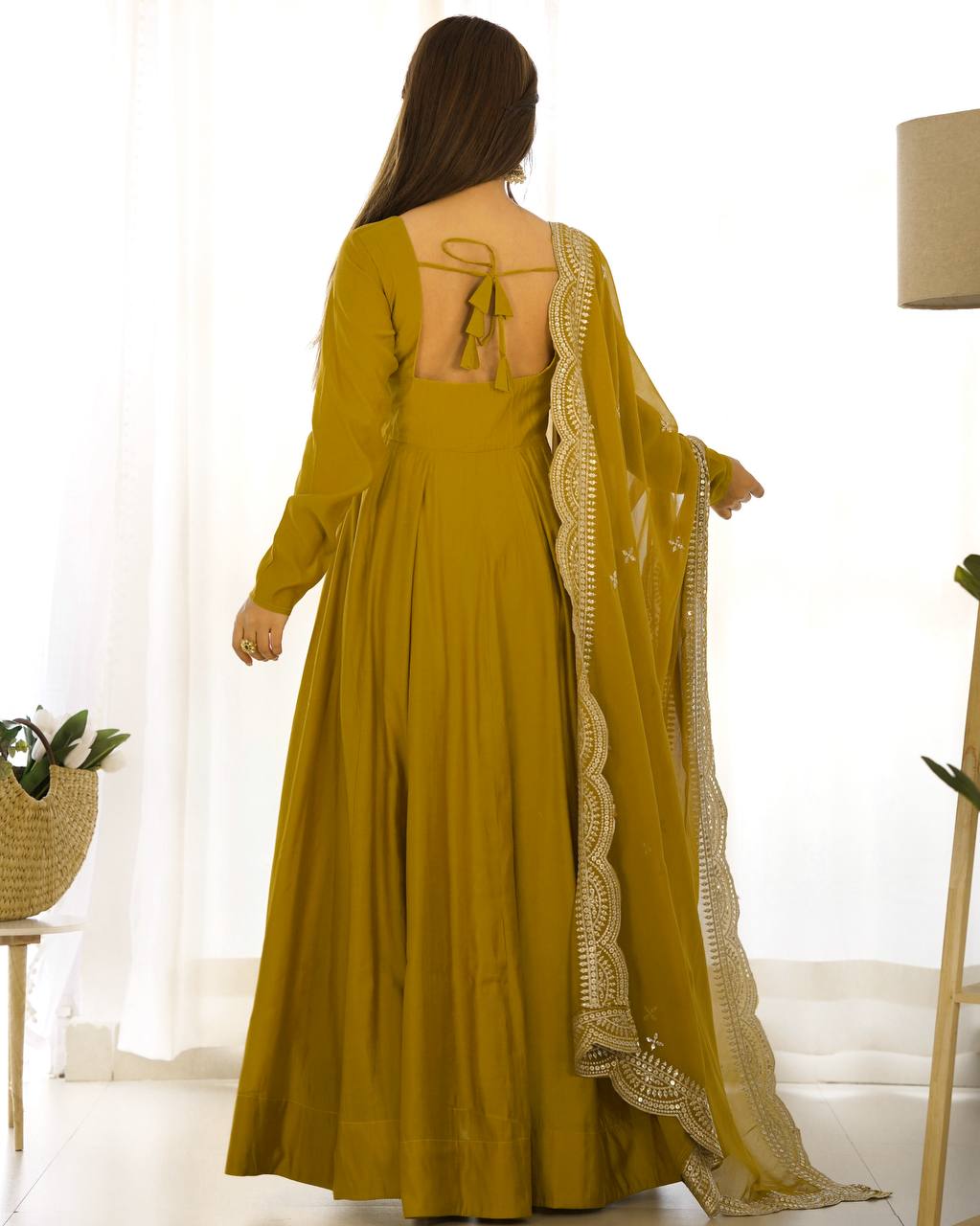 Luxury Roman Silk Chanderi Fully Flared Anarkali Suit Set For Women ✨