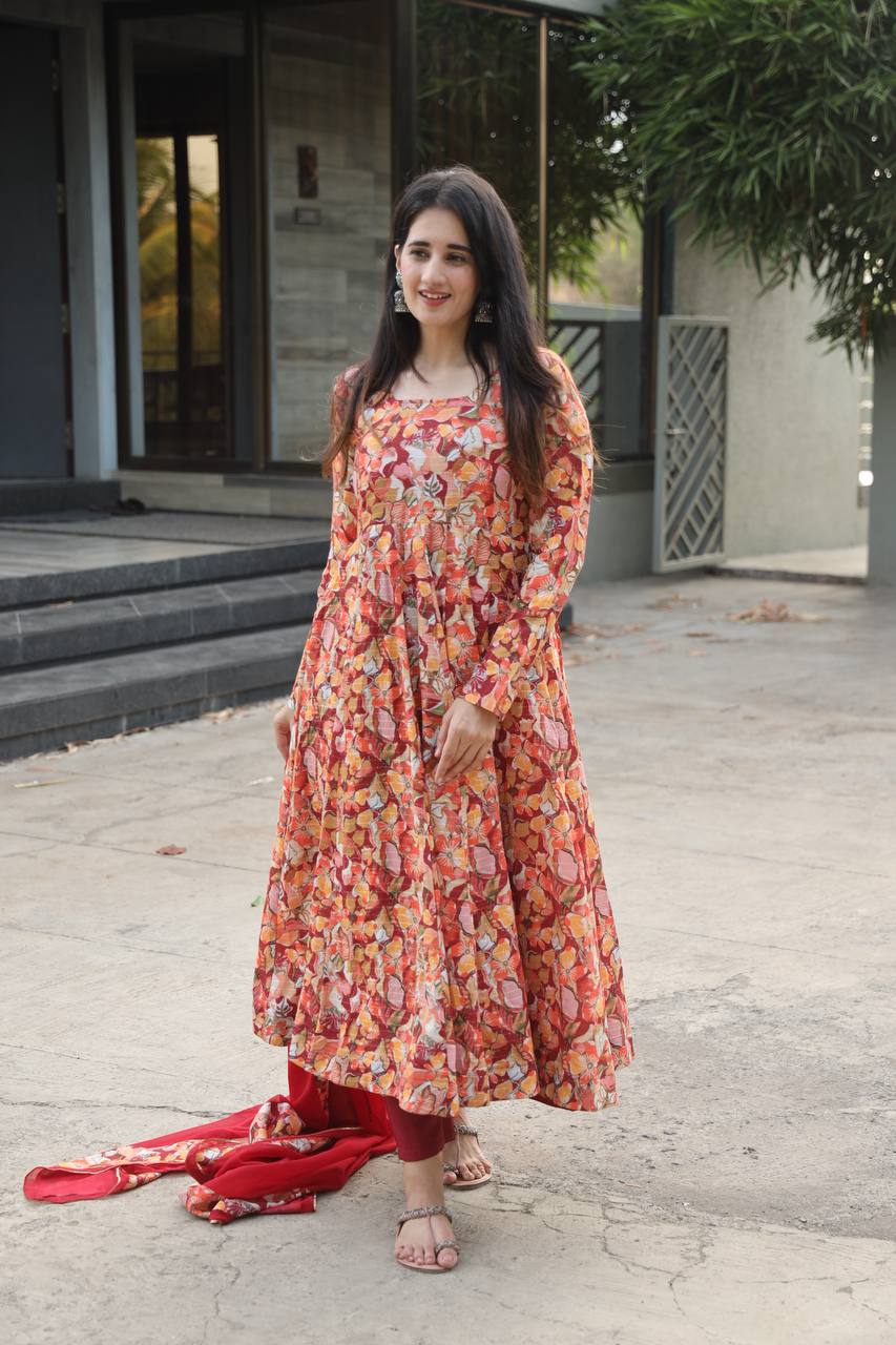 Nooriva Digital Print Anarkali Suit Set 🌸✨