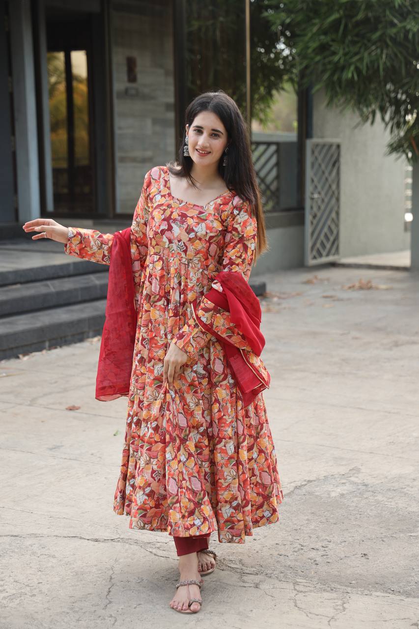 Nooriva Digital Print Anarkali Suit Set 🌸✨