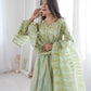 Royal Mirror Lace Viscose Jacquard Gown Set – Real Modelling Party Wear