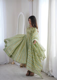 Royal Mirror Lace Viscose Jacquard Gown Set – Real Modelling Party Wear