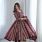 Royal Mirror Lace Viscose Jacquard Gown Set – Real Modelling Party Wear