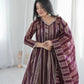 Royal Mirror Lace Viscose Jacquard Gown Set – Real Modelling Party Wear