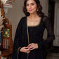 Black Blooming Fabric Anarkali Suit with Dupatta