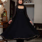 Black Blooming Fabric Anarkali Suit with Dupatta